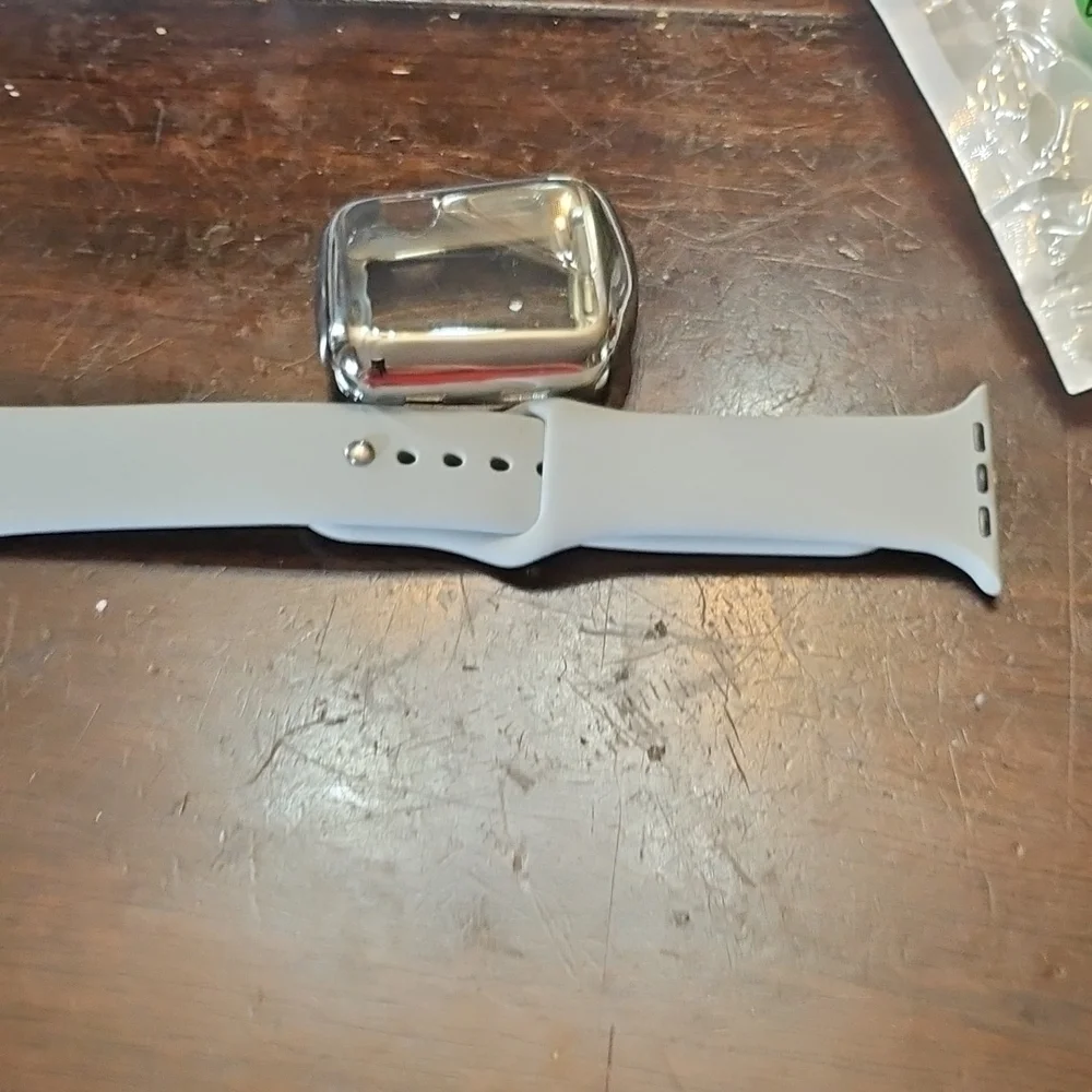 Premium Smartwatch Case with Silver Frame and Gray Band